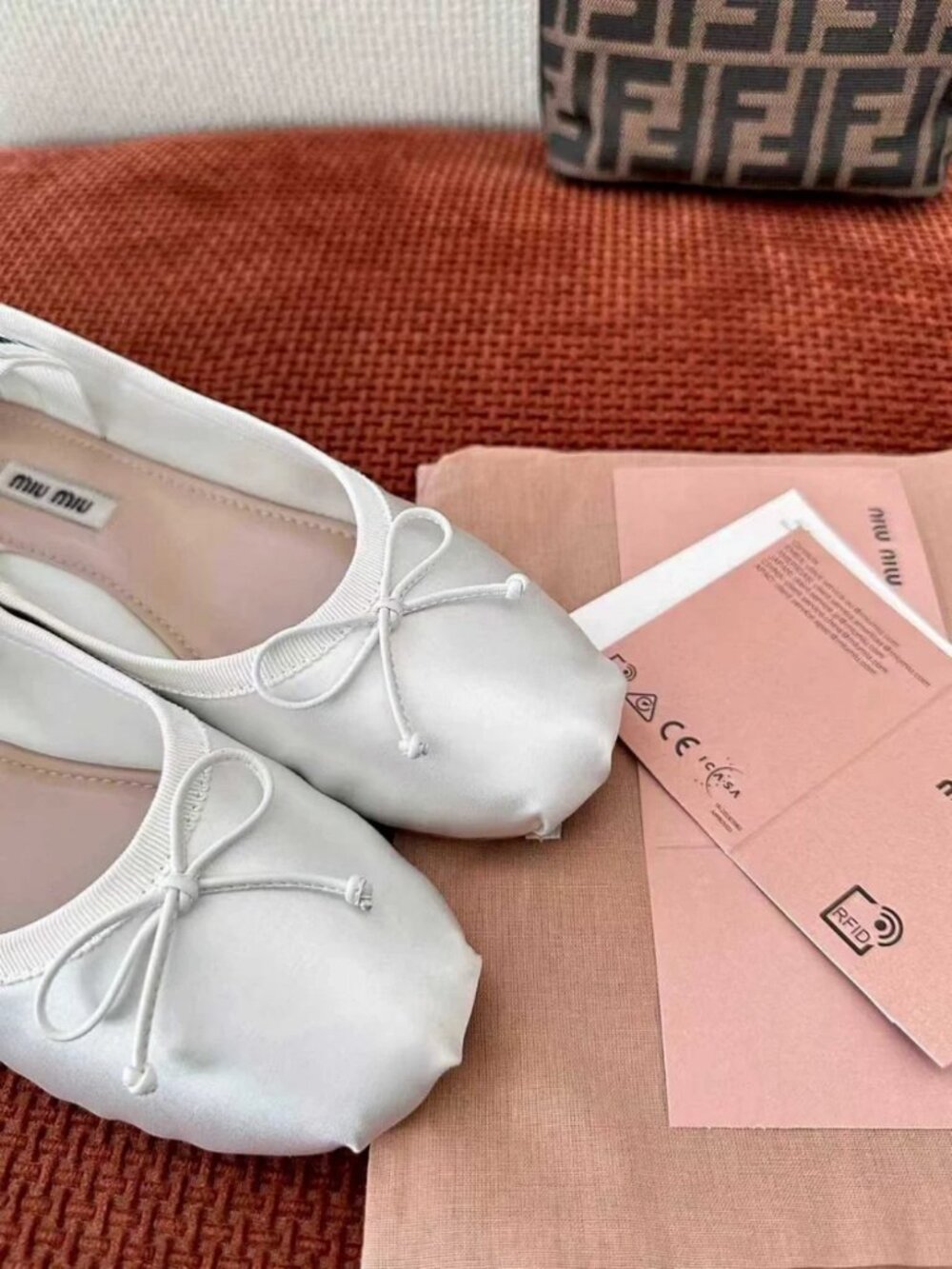 Miu Miu White Satin Mary Jane Ballet Flats